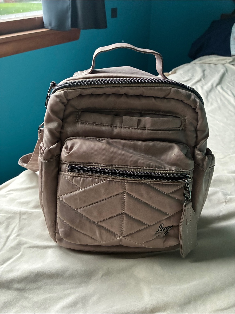lug Quilted Taupe Crossbody Bag